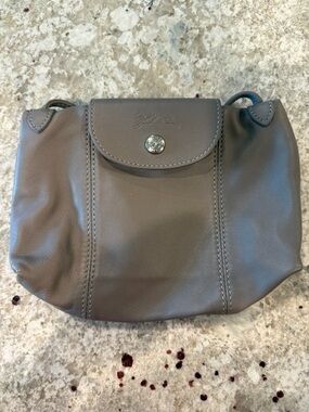 Longchamp Mini Crossbody Bag in Gray leather- Excellent condition. Barely used.